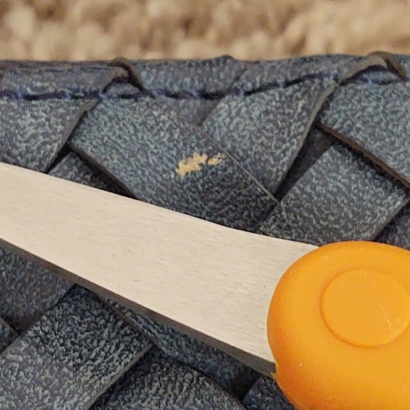 Neiman Marcus Convertible Shoulder Bag Backpack Faux Leather Woven Blue Gold - Picture 9 of 9